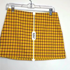 Urban Outfitters Vibrant Yellow Checkered Mini Skirt